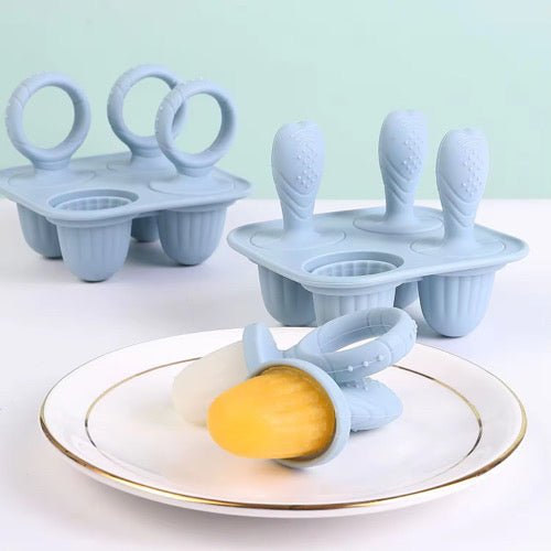 Reusable baby ice lolly mould set with easy-grip silicone handles, perfect for homemade treats – ZYAN
