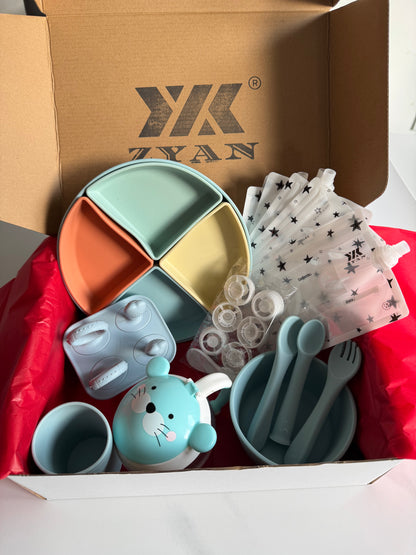 Ultimate Baby Weaning & Feeding Bundle – Complete Silicone Weaning Set + Reusable Pouches | Baby Weaning Essentials UK | Perfect Christmas Gift