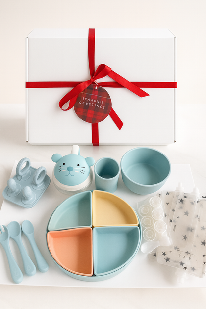 Ultimate Baby Weaning & Feeding Bundle – Complete Silicone Weaning Set + Reusable Pouches | Baby Weaning Essentials UK | Perfect Christmas Gift