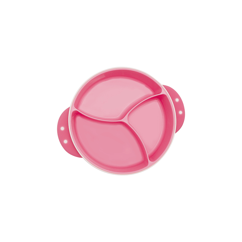 ZYAN suction bowl for babies, pink three-section design, perfect for mealtime and self-feeding without spills.